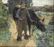 Max Liebermann A farmer with his cow oil painting